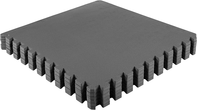 EVA Foam Mat Tiles 6-Pack - 24 SQ FT of Interlocking Padding for Garage, Playroom, or Gym Flooring - Workout Mat or Baby Playmat by Stalwart (Gray)