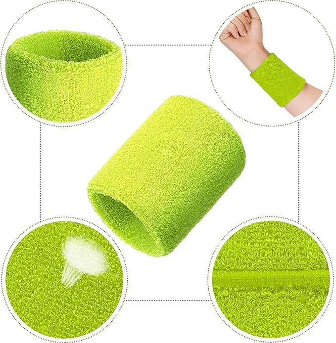 12 Pack Sweatbands Sports Wristband Cotton Sweat Band for Men and Women, Good for Tennis, Basketball, Running, Gym, Working Out