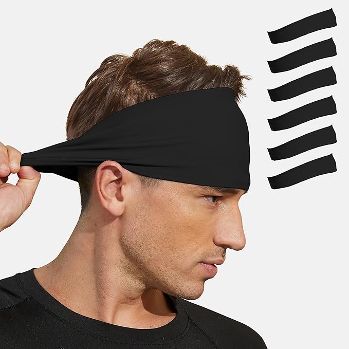 VIMPEP Tenacious Sports Headbands for Men Soft Feeling Non Silp Sweatband Workout Headband for Running,Cycling,Basketball,Tennis,Yoga Fitness Stretchy Quick-Dry Hairband for Unisex (3/4/6 Pack)
