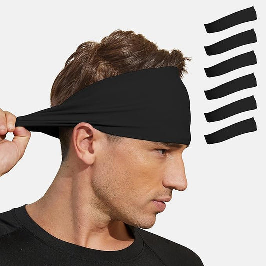 VIMPEP Tenacious Sports Headbands for Men Soft Feeling Non Silp Sweatband Workout Headband for Running,Cycling,Basketball,Tennis,Yoga Fitness Stretchy Quick-Dry Hairband for Unisex (3/4/6 Pack)