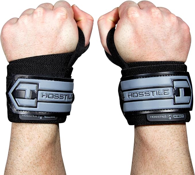 HOSSTILE Wrist Wraps (Pair) – Durable 18" with Light Flexibility, Thumb Loop, Extra-Wide Hook and Loop Fastener for Adjustable Support, Ideal for Weightlifting, Bodybuilding, Crossfit