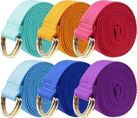 6 Packs Yoga Strap for Stretching Yoga Belt Adjustable Straps for Non Elastic Stretching Strap Exercise Straps for Pilates