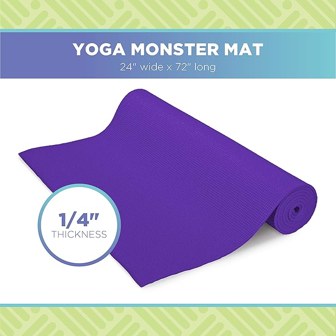 Bean Products Yoga Mat for Exercise - Non Slip Thick Comfortable Workout Floor Mat for Adults and Kids - Eco Friendly Foldable Yoga Mat for Yoga, Pilates, Gym and Stretching