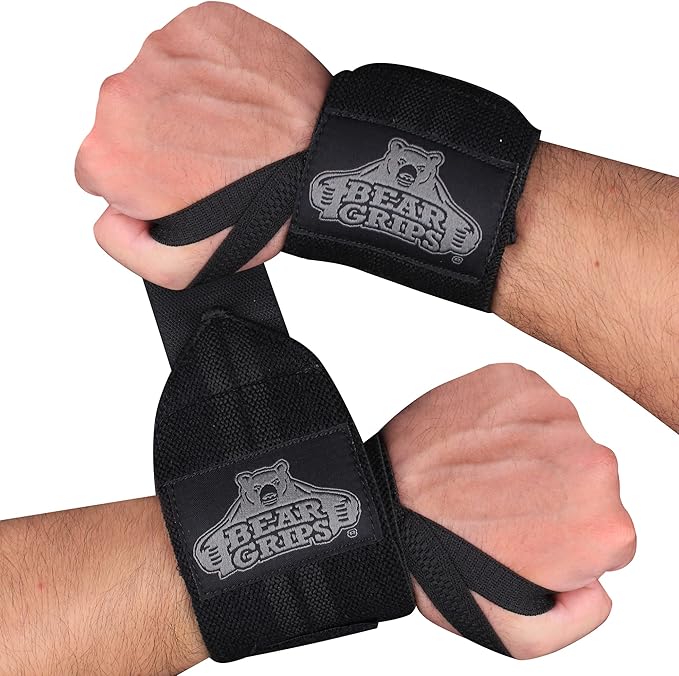 Bear Grips Wrist Wraps for Weightlifting | Weight Lifting Wrist Straps for Weightlifting | Extra Strength Gym Wrist Wraps | Two Wrist Wrap Per Pack | 12β & 18β | Lifting Wrist Wraps for Men & Women