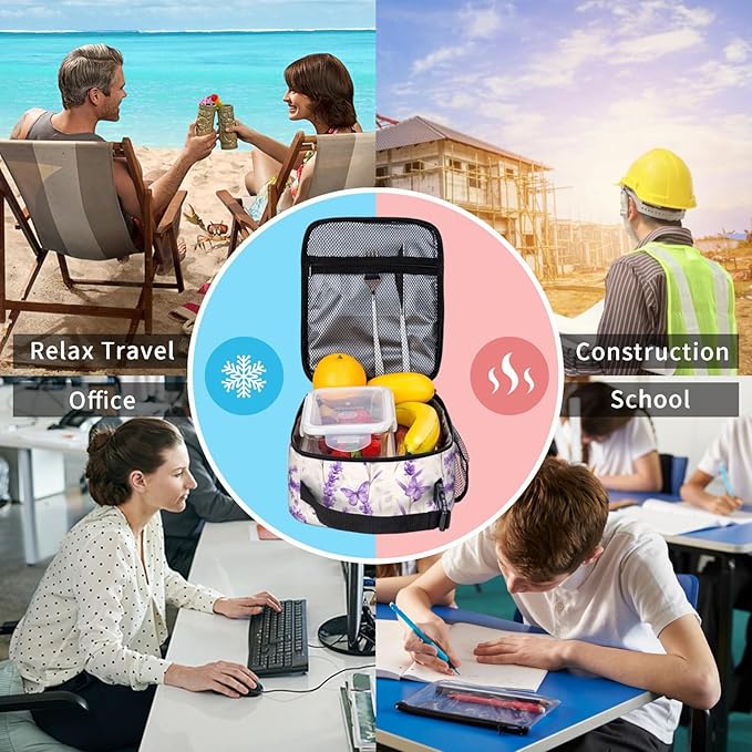 Colorful Cartoon Cat Insulated Lunch Box, Reusable Thermal Lunchbox with Cute and Playful Kitten, Portable Handbags for Office, Beach, Camping, Road Trip, Hiking, Gifts for Pet Lovers