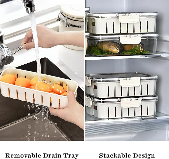 MineSign Divided Snackle Box with Lids Stackable Food Serving Tray for Fruit&Veggie Plastic Fridge Storage Container for Pantry Freezer Clear Snack Box for Meal Prep Candy Nuts Spice