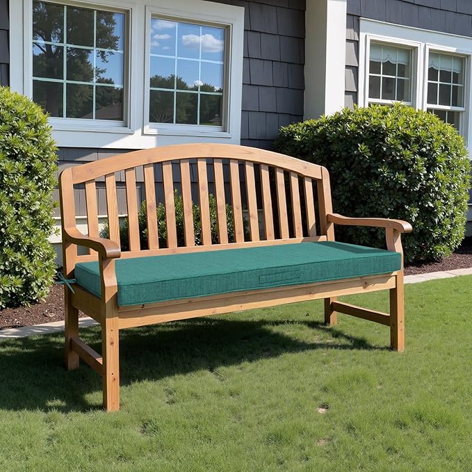 Crestlive Products Outdoor Bench Cushion 42 x 18 Inch, Waterproof Patio Bench Cushions for Outdoor Furniture, Porch Swing Replacement Pad with 30D Foam, Adjustable Straps and Handle, Malachite