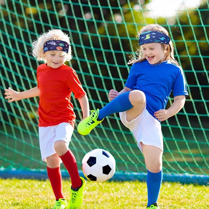 Sweatbands for Kids - Non Slip Breathable Kids Athletic Sweatband Football Headband for Boys Girls 4 5 6 7 8 9 10 Years Gifts, Milk Silk Elastic Sweat Absorbing Hairband for Basketball Soccer Baseball