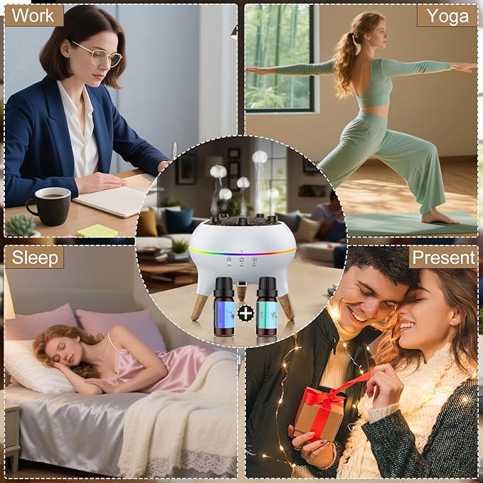 Morbou Essential Oil Diffuser Jellyfish Mist Dancing with Music Aromatherapy, 7 Colorful Lights Hotel Collection Diffuser Oils Scents for Home, Extra 2 * 10ml Essential Oils