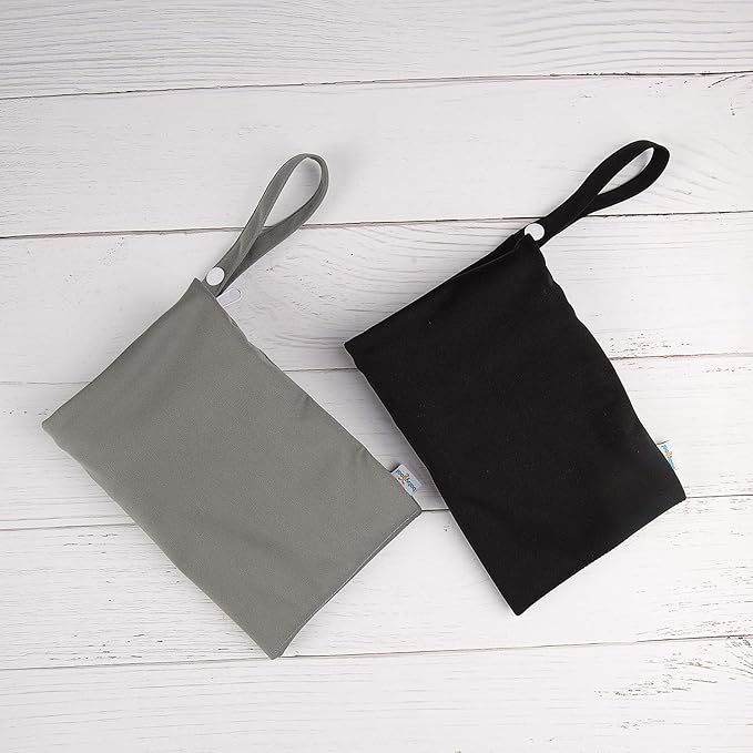 babygoal Wet Dry Bags for Baby Cloth Diapers, Washable Travel Bags, Beach, Pool, Gym Bag for Swimsuits & Wet Clothes with Two Zippered Pockets 2 Pack Small Size 2LNS01