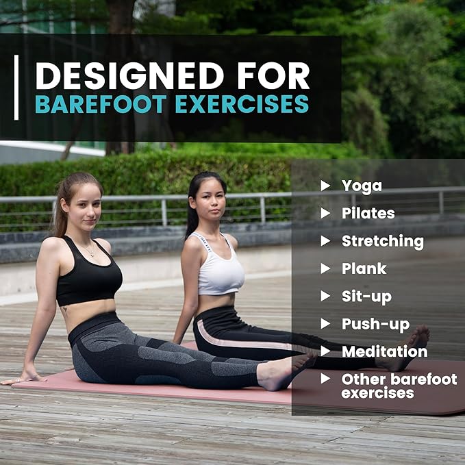 UMINEUX Large Yoga Mat for Men and Women 1/4 & 2/5 Inch Extra Thick TPE Fitness Mat for Home Gym Workout, Non-Slip, Eco Friendly Exercise Mat for Yoga, Pilates, Stretching, Meditation