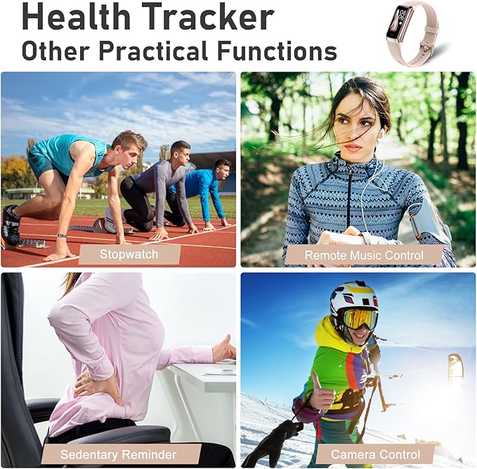 Fitness Tracker with Step Counter/Calories/Stopwatch, Activity Tracker, Health Tracker with Heart Rate Monitor, Sleep Tracker,1.10''AMOLED Touch Color Screen, Pedometer Watch for Women Men