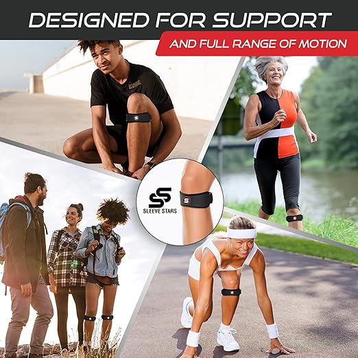 Sleeve Stars Patellar Tendon Support Strap Osgood Schlatter Knee Brace for Youth, Knee Brace for Women & Men, Swedish Brand Knee Strap Patella Tendon Support, Kids Knee Brace 3 Lengths (Pair/Black)