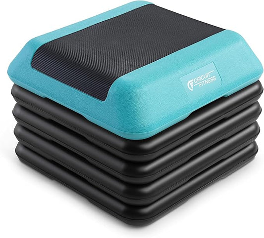 Circuit Fitness by Marcy 16 x 16 inches Adjustable Height Aerobic Step Platform with Adjustable Risers, Non-Slip Rubber Surface, Home Exercise Fitness Training, Multiple Color Options