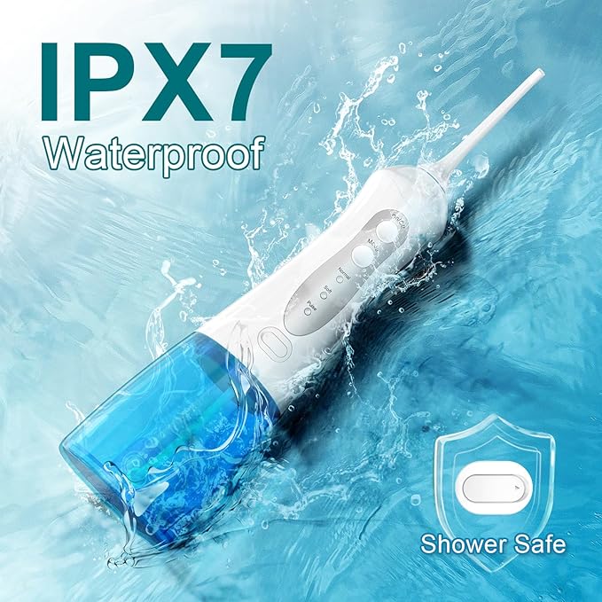 Nicefeel Water Dental Flosser Teeth Pick - Fast Charge Cordless Teeth Cleaner, 3 Modes Portable Oral Irrigator, IPX7 Waterproof Electric Water Dental Flosser for Tonsil Stone, 300ML Tank