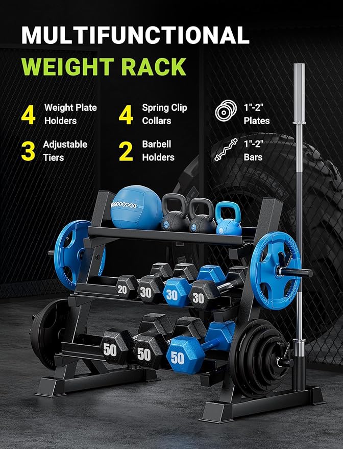 YOLEO Dumbbell Rack - 3 Tier & 5 Tier Compact Weight Rack for Dumbbell, Kettlebell, Barbell, Heavy Duty Weight Storage Organizer, Space-Saving Dumbbell Storage Stand Holder for Home Gym - 1100LBS Capacity (Rack Only)