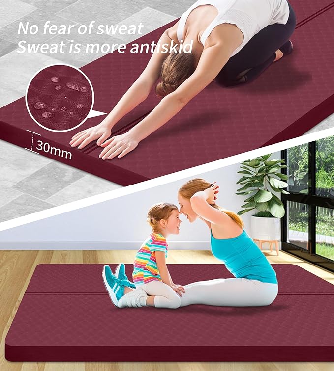 nuveti Large Exercise Mat - 15mm/20mm/30mm Thick Yoga Mat | Workout Mat for Fitness, Yoga, Pilates, Stretching & Floor Exercises for Women & Men with Free Carrying Bag