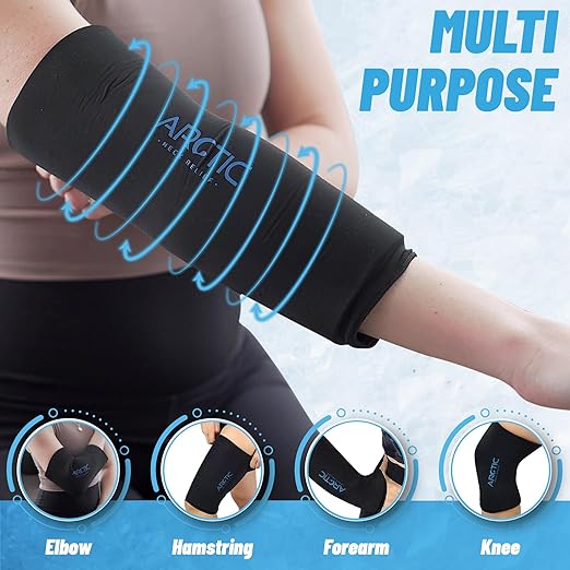 Two Pack | Elbow Ice Pack Wrap & Knee Ice Pack Wrap - Reusable Gel Ice Sleeves, Leg Ice Compress, Arm Ice Sleeve, Elbow Ice Compression Wrap - Cold and Heat Therapy for Injuries