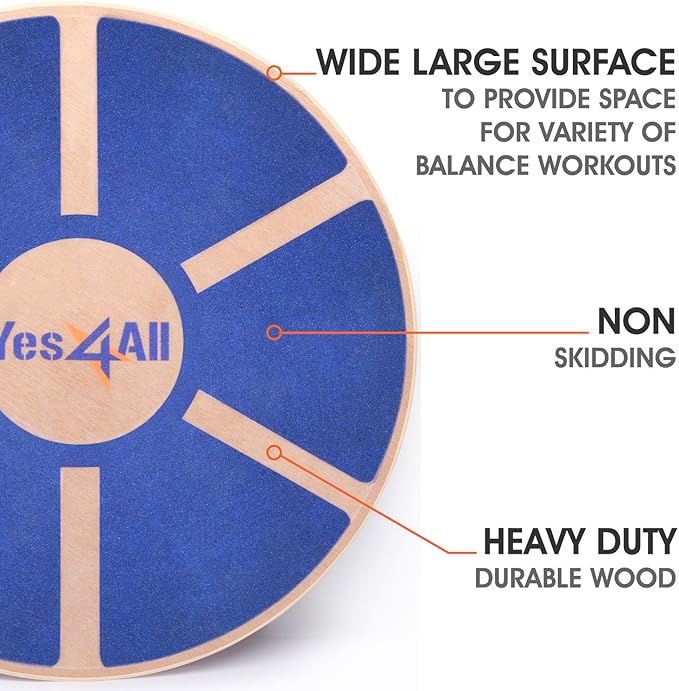 Yes4All Versatile Wooden Wobble Balance Board, Balance Trainer for Mobility Training, Standing Desk, Core Training, Exercise Balance Stability Trainer