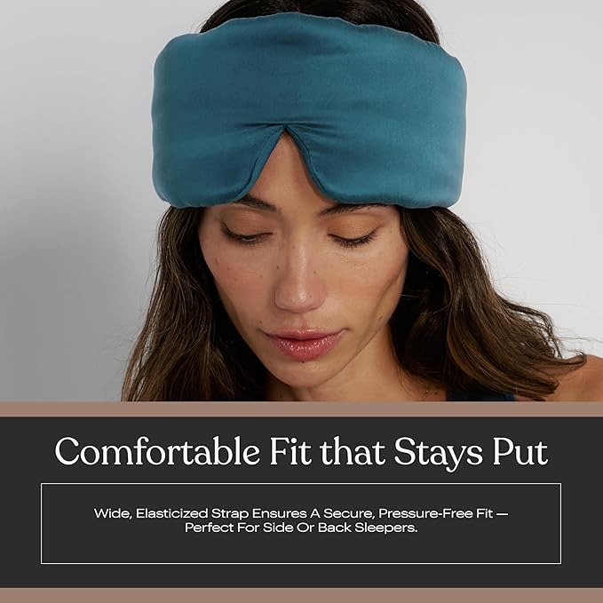 Silk Sleep Mask for Women - Mulberry Silk Eye Mask for Sleeping - Breathable, Washable, Light-Blocking – Piquant Teal, S
