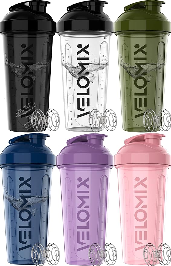 -6 PACK- 28 oz Protein Shaker Bottle for Protein Mixes - 6x Wire Whisk | Leak Proof Shaker Cups for Protein Shakes | Protein Shaker Bottle Pack | Protein Shake Cup (Dynamic Fuel Series)