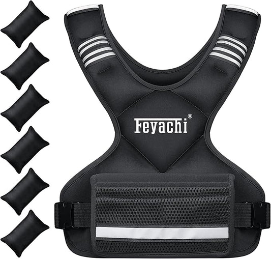 Feyachi Adjustable Weighted Vest - 3-12 lbs/12-20 lbs/20-32 lbs X Type Weight Vest with Reflective Stripe Ideal for Running Workout and Training
