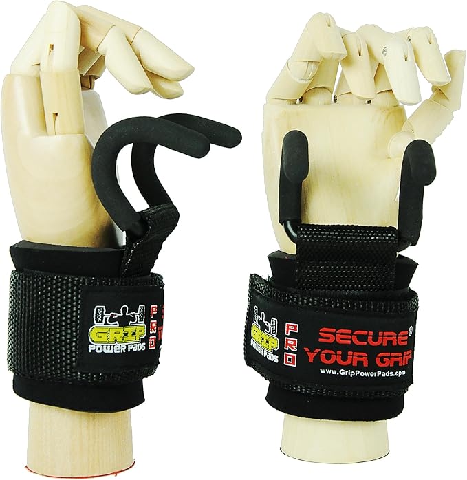 Weight Lifting Rod Hooks Heavy Duty Wrist Wraps Power Weight Lifting Training Gym Grips Straps Set of 2