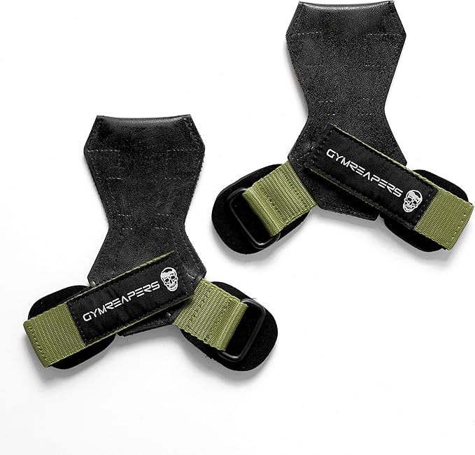 Gymreapers Weight Lifting Grips (Pair) for Heavy Powerlifting, Deadlifts, Rows, Pull Ups, with Neoprene Padded Wrist Wraps Support and Strong Rubber Gloves or Straps for Bodybuilding