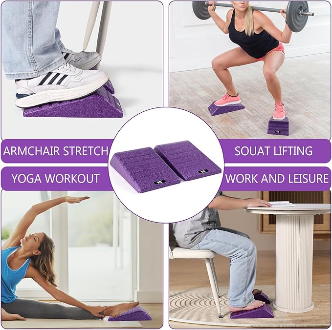Squat Wedge Block 2PCS Non Slip Professional Ramp - 550 LBS Weight Capacity - Slant Board for Calf Stretching - Calf Stretcher Slant Board - Yoga Blocks
