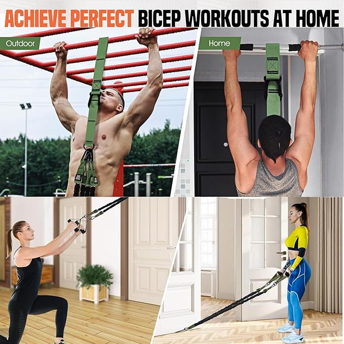 Adjustable Heavy Duty Pull Up Assistance Bands with Fabric Feet and Knee Rest - Pull Up Resistance Bands for Men, Women, and Seniors - Perfect for Dip and Resistance Strength Training Glamflex