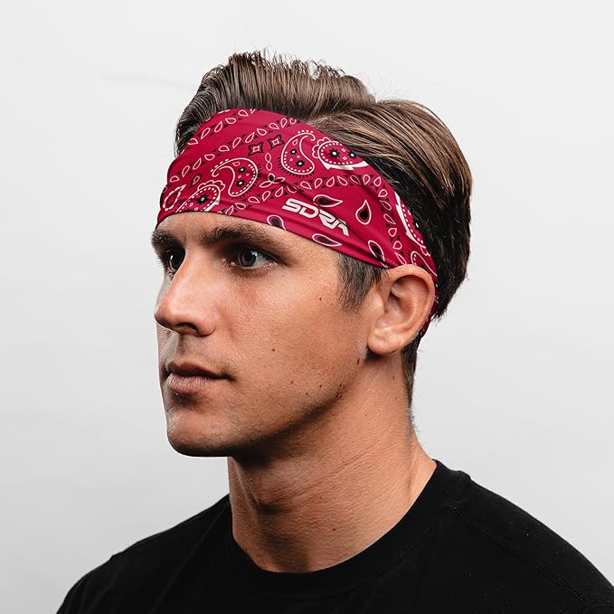 Suddora Paisley Print Bandana Headband, Multi-sport Boho Style Bandana, Non-slip Fabric, Unisex Head Accessory for Bikers