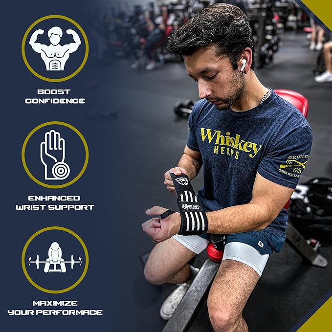 Wrist Wraps for Weightlifting 18” Premium Quality Wrist Support for Bodybuilding Heavy Duty Thumb Loop Powerlifting, Strength Training for Men and Women