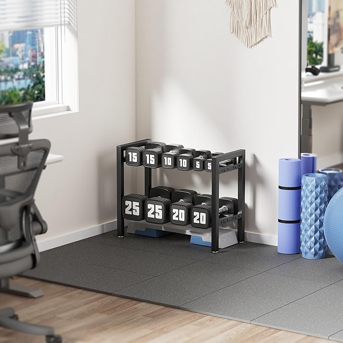 Dumbbell Rack 2-Tier 20 IN Length Adjustable Weight Rack For Home Gym Dumbbells Kettlebell (Rack Only)