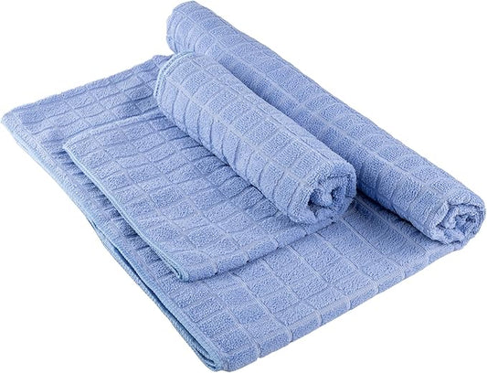 Wakeman Yoga Mat Towel and Gym Towel Set - 2-Piece Non Slip Set for Hot Yoga, Pilates, and Gym - 72” x 24” Sweat Absorbent and Quick Drying Blanket with Corner Pockets for Mats (Blue)