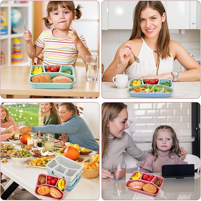 8 Pack Bento Box, Lunch Containers Wheat Straw Meal Prep Containers Reusable, Microwave and Dishwasher Safe Lunch Containers for Adults, Bento Lunch Box