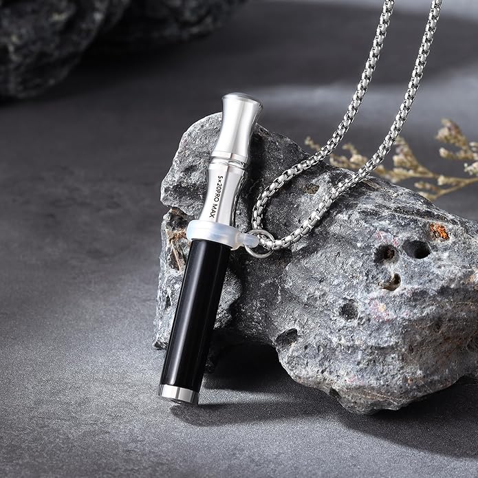 Breathe Free Necklace with Filter, Anxiety & Stress Relief Breath Tool for Meditation, Mindfulness and Relaxation,Natural Stone Breathing Necklace, Portable Wellness Gift for Adults