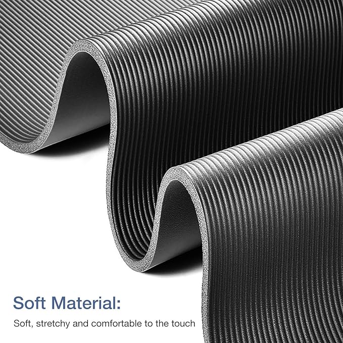 Yoga Mat Non Slip NBR Thick Yoga Mat, 72"L x 32"/24"W x 0.6"/0.4"TH (185cm x 80cm/61cm x 15mm/10mm), Anti-Tear Exercise Mat with Carrying Strap and Bag, Workout Mats for Yoga, Pilates, Floor Exercises