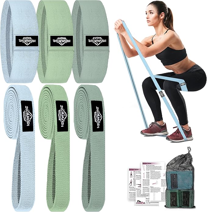 Fabric Resistance Bands for Working Out, 6Pack Non-Slip Exercise Bands for Women and Men, Fabric Booty Bands for Home, Fitness, Pilates, Stretching