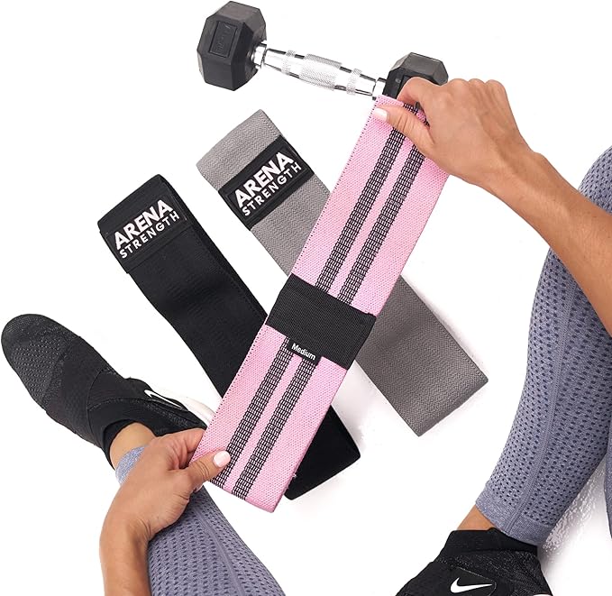 Arena Strength Fabric Booty Bands - Fabric Exercise Bands for Legs and Butt | Fabric Resistance Bands | Hip Resistance Bands with Workout Guide and Carry Case