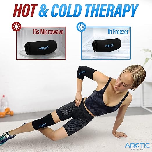 Two Pack | Elbow Ice Pack Wrap & Knee Ice Pack Wrap - Ice Sleeves, Reusable Gel Ice Wrap, Elbow Cold Compression, (Large)