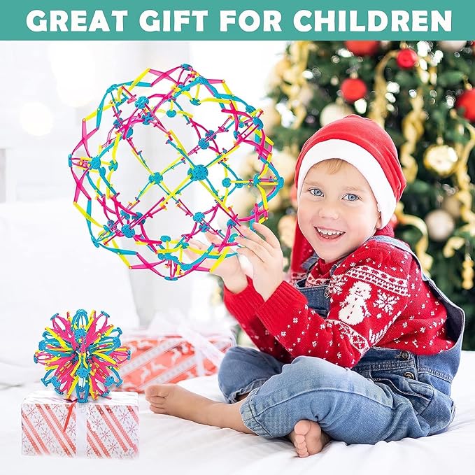 2PCS Expandable BreathingColorful Inflatable Ball Expandable Magic Ball - Stress Reliever Fidget Toys - Breathing Magic Collapsible Ball Toys for Kids & Adults Stress Needs - for Yoga,ADHD (2PCS)