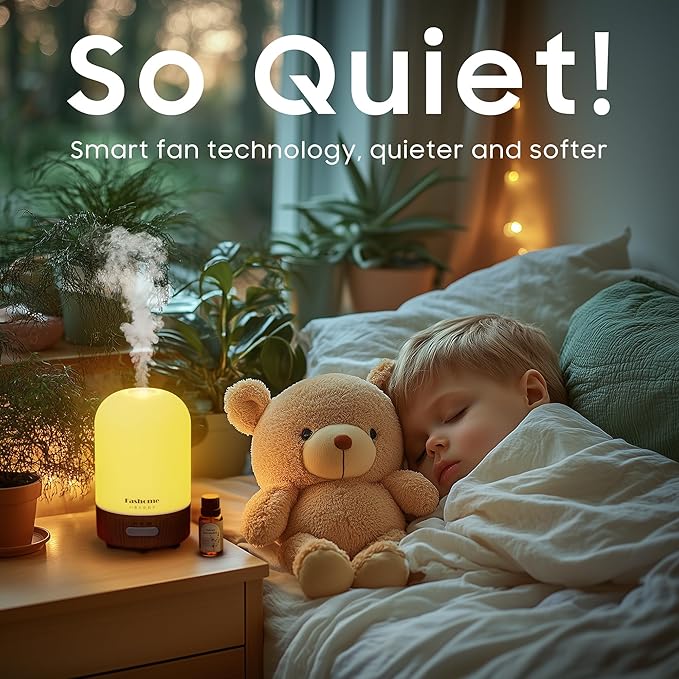 Essential Oil Diffuser, 100ml Ultrasonic Aromatherapy Humidifier, 6 in 1 Quiet Diffuser with Auto Shut-Off Function, Small Essential Oil Vaporizer(White)