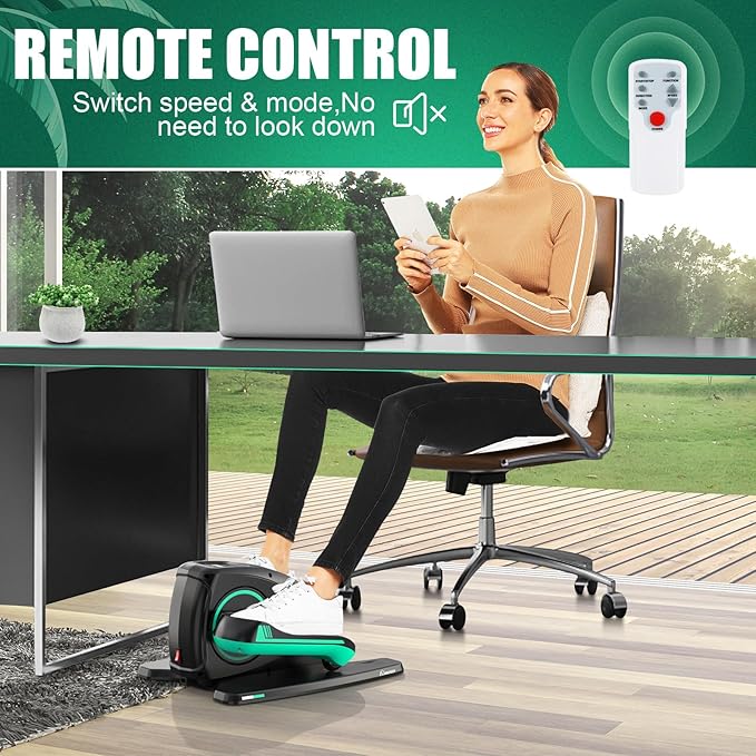 ANCHEER Under Desk Elliptical, Electric Ellipse Leg Exerciser While Sitting for Seniors Adults, Quiet Portable Motorized Seated Foot Pedal Exerciser with Remote Control for Home Office Use