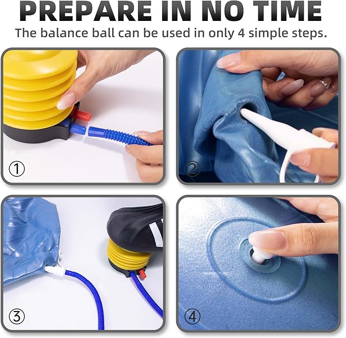 Anti-Burst Exercise Ball,Yoga Ball Chair with Pump Device,Non-Slip Matte Pilates Ball,Balance Ball for Stretching Core Yoga Pilates Birthing Pregnancy Stability Gym Workout Training