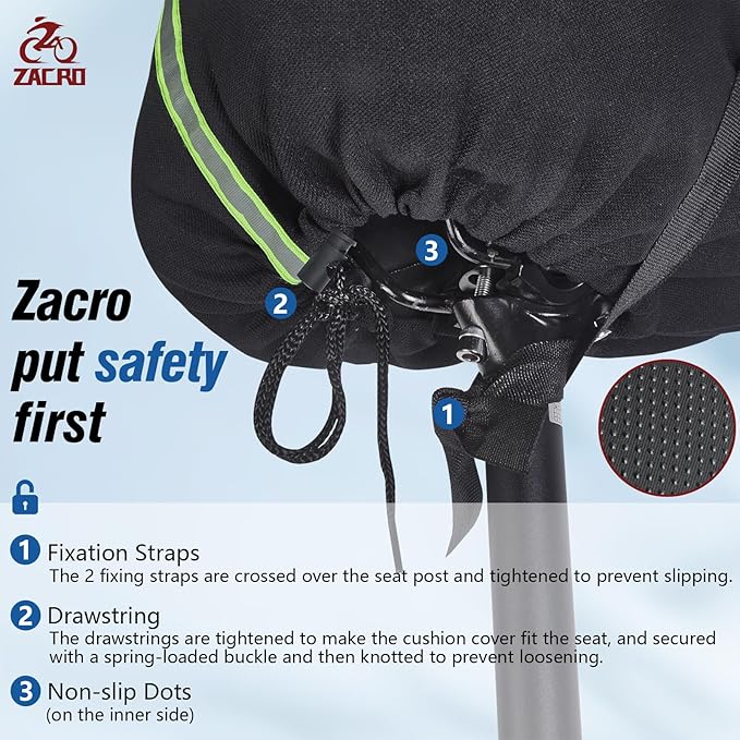Zacro Bike Seat Cushion - Gel Padded Bike Seat Cover for Men Women Comfort, Extra Soft Exercise Bicycle Seat Compatible with Peloton, Outdoor & Indoor Bike Saddles