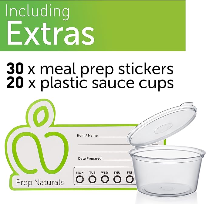 PrepNaturals 4 Pack 34 Oz Glass Meal Prep Containers - Dishwasher Microwave Freezer Oven Safe - Glass Storage Containers with Lids (Multi-Compartment)