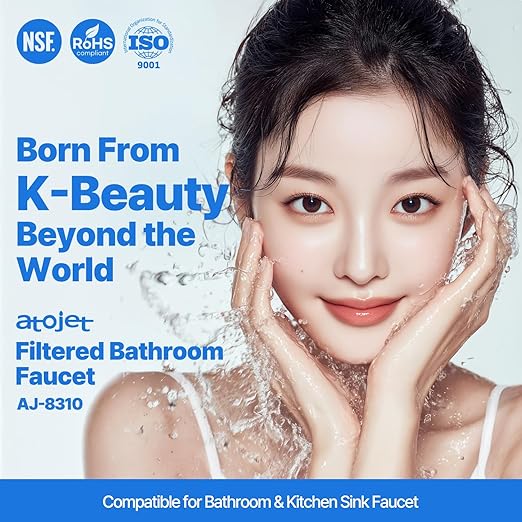 Cleansing Washbasin Faucet Filter Inspired by Korea's Beauty Culture - Pure Carbon Filters for Bathroom & Kitchen Water (1 Year Supply) – Compatible with AJ8310C (AJ8310C-SET-1YR)