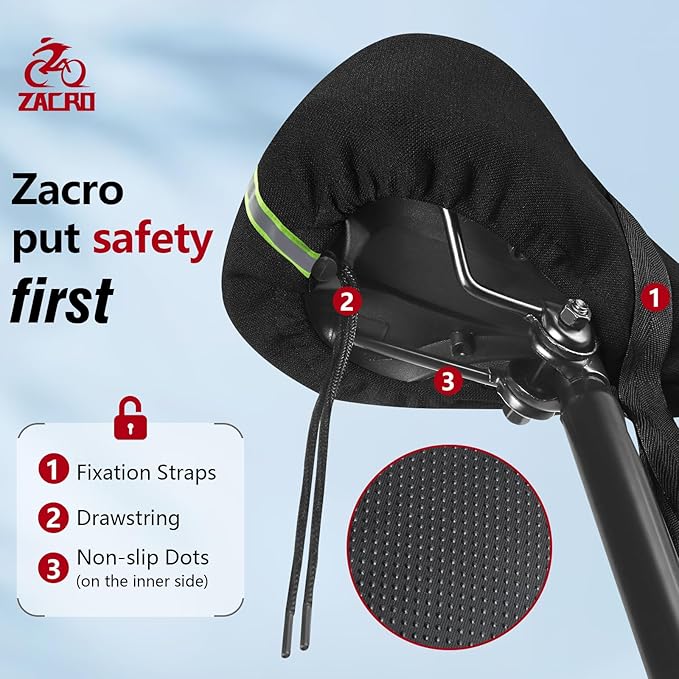 Zacro Bike Seat Cushion - Gel Padded Bike Seat Cover for Men Women Comfort, Extra Soft Exercise Bicycle Seat Compatible with Peloton, Outdoor & Indoor Bike Saddles