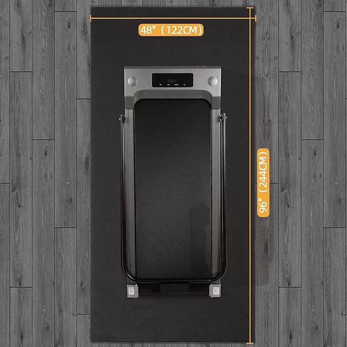 Treadmill Mat, 1/4" Thick Walking Pad with Shock Absorption Noise Reduction, Non-Slip High Density Home Gym Floor Mats for Treadmills, Elliptical, Exercise Bike, 48" x 96" Fitness Equipment Mat