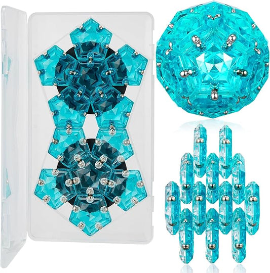 LAFFTRAK Magnetic Fidget Sphere Magnet Toys - Crystal Lake Blue - Magnets Sensory Toys - 12 Piece Set - Creativity Beyond Imagination, Inspirational, Recreational, Fun Desk Toy for Adults